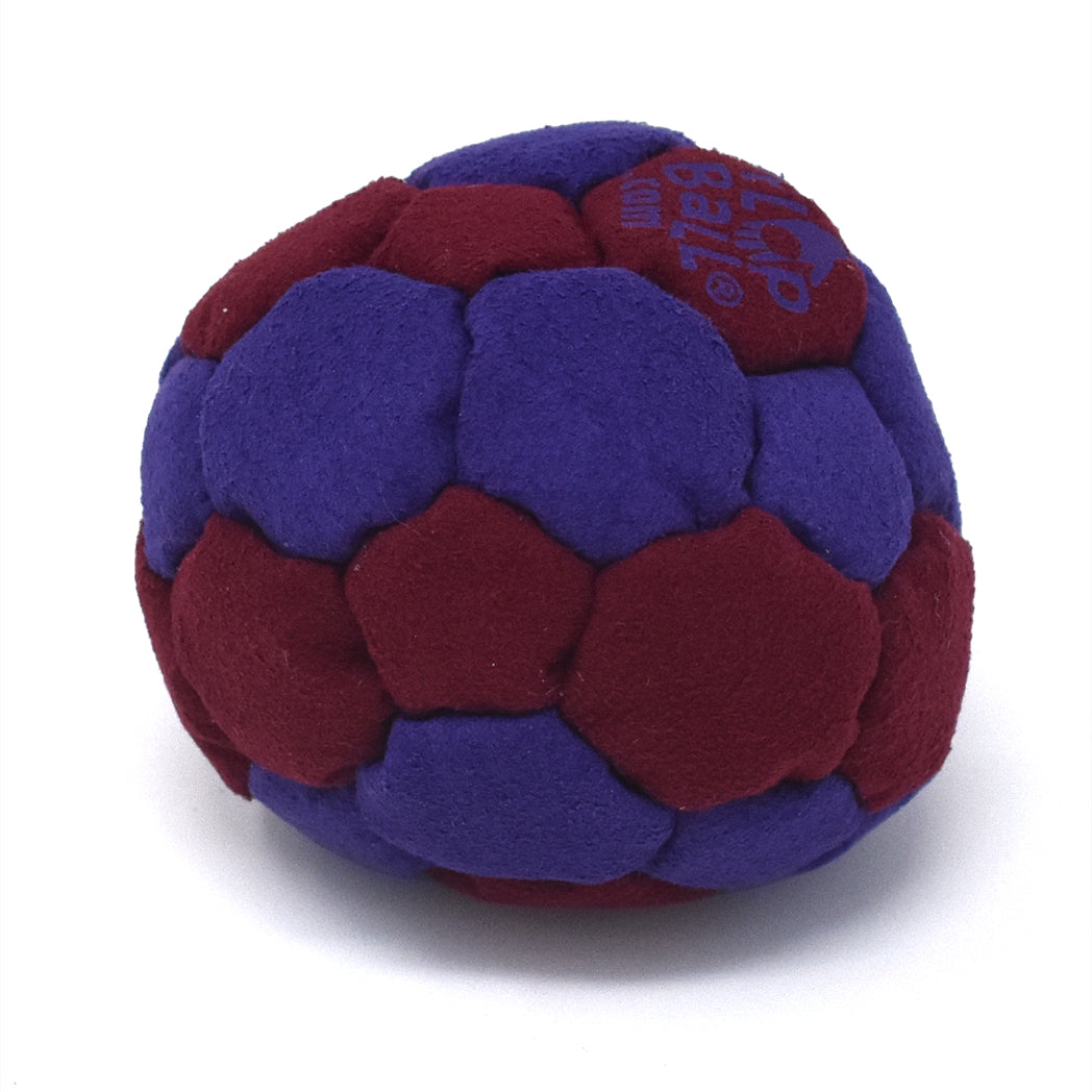 32-Panel Double Helix Footbag - Purple & Maroon - Steel Fill