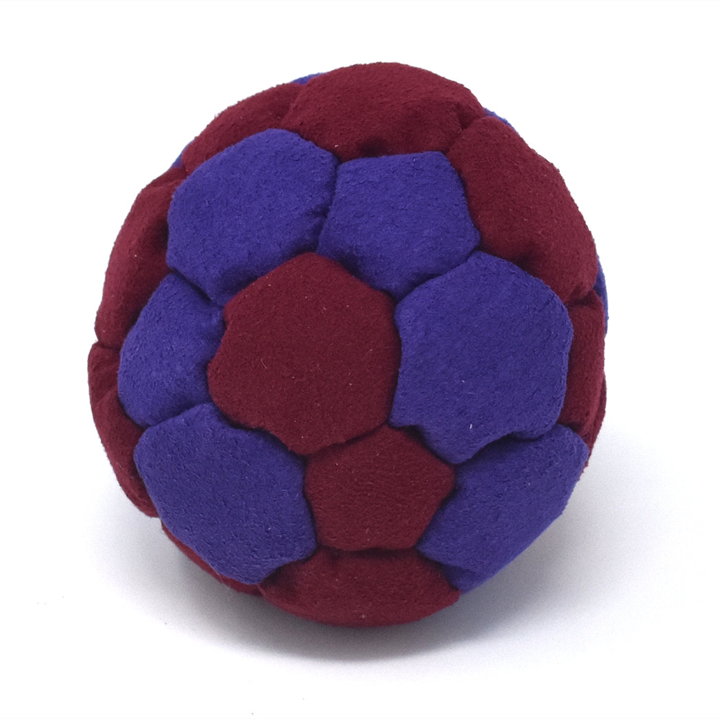 32-Panel Double Helix Footbag - Purple & Maroon - Steel Fill